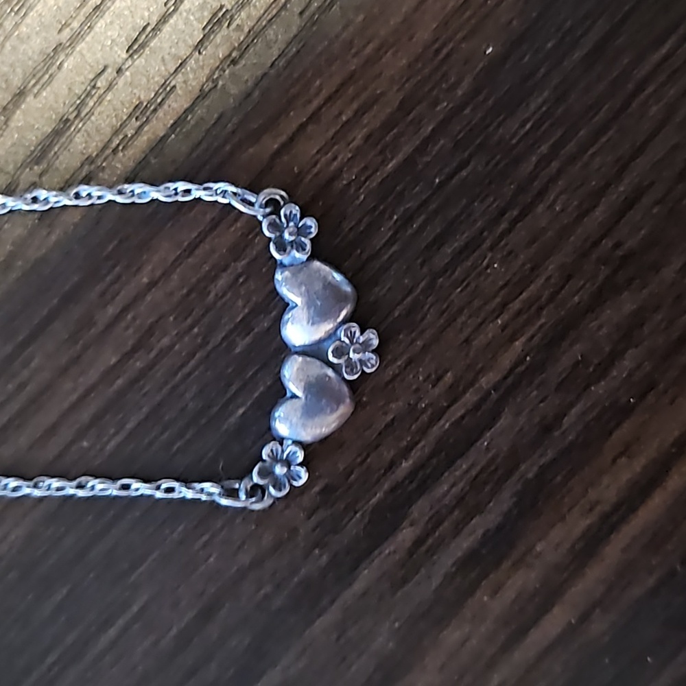 James Avery Retired Hearts & Flower Sterling Silver Necklace